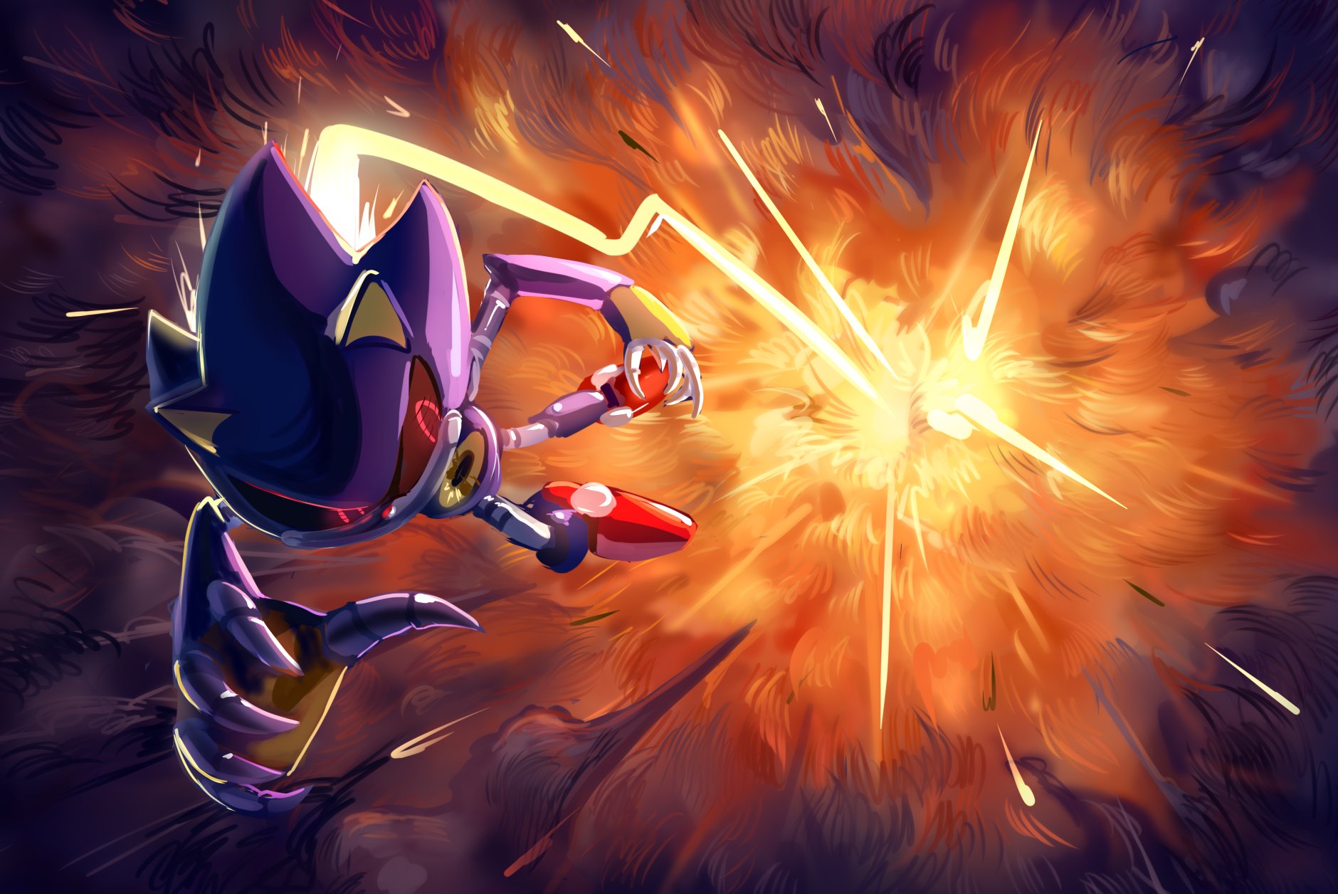 Download Angry Metal Sonic Art Wallpaper