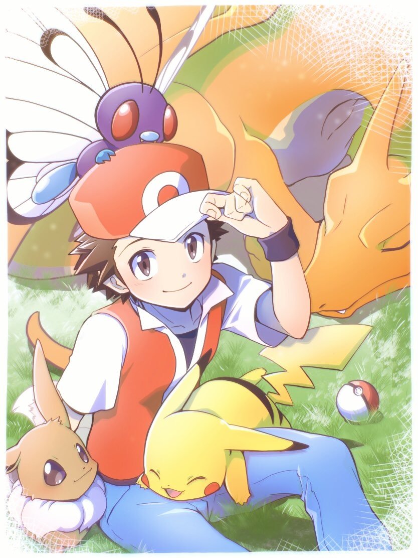 Download Butterfree (Pokémon) Charizard (Pokémon) Eevee (Pokémon) Pikachu Red (Pokémon) Video Game Pokemon: FireRed And LeafGreen Art