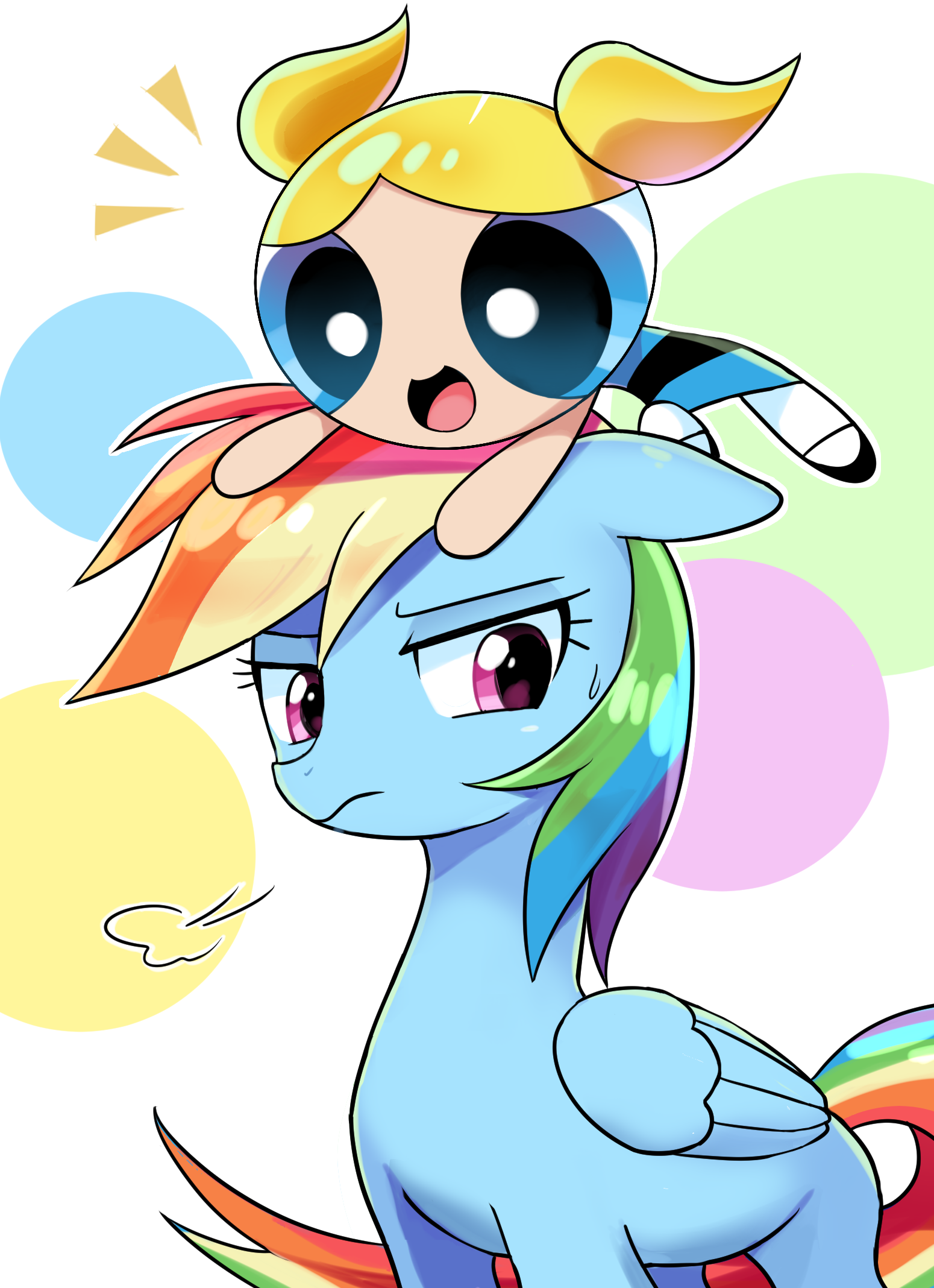 Download The Powerpuff Girls My Little Pony: Friendship Is Magic Rainbow Dash Bubbles (Powerpuff Girls) TV Show Crossover Art