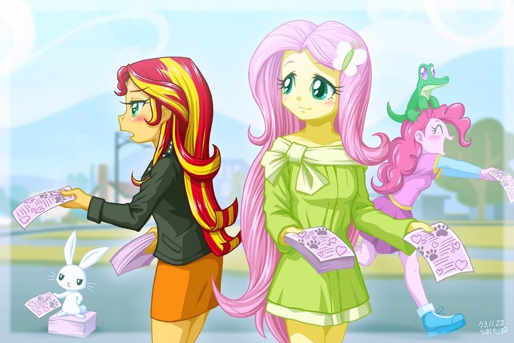 Download Gummy (My Little Pony) Angel Bunny Pinkie Pie Sunset Shimmer Fluttershy (My Little Pony) Movie My Little Pony: Equestria Girls Art