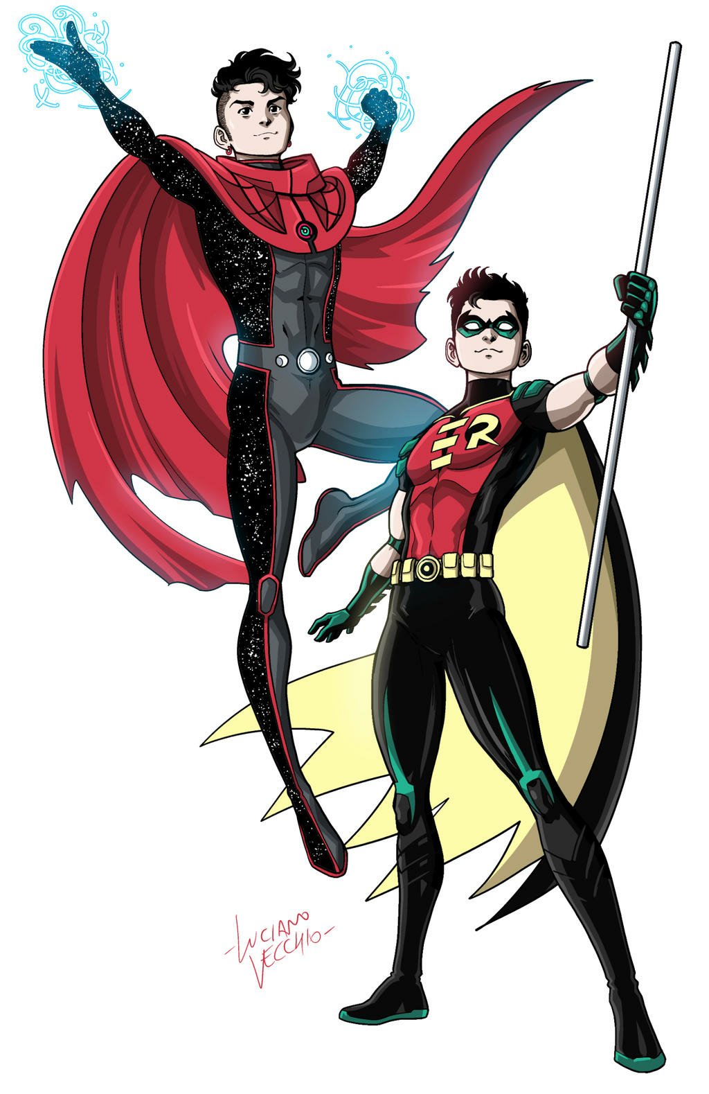Download Tim Drake Robin (DC Comics) Billy Kaplan Wiccan (Marvel Comics) Comic Crossover Art