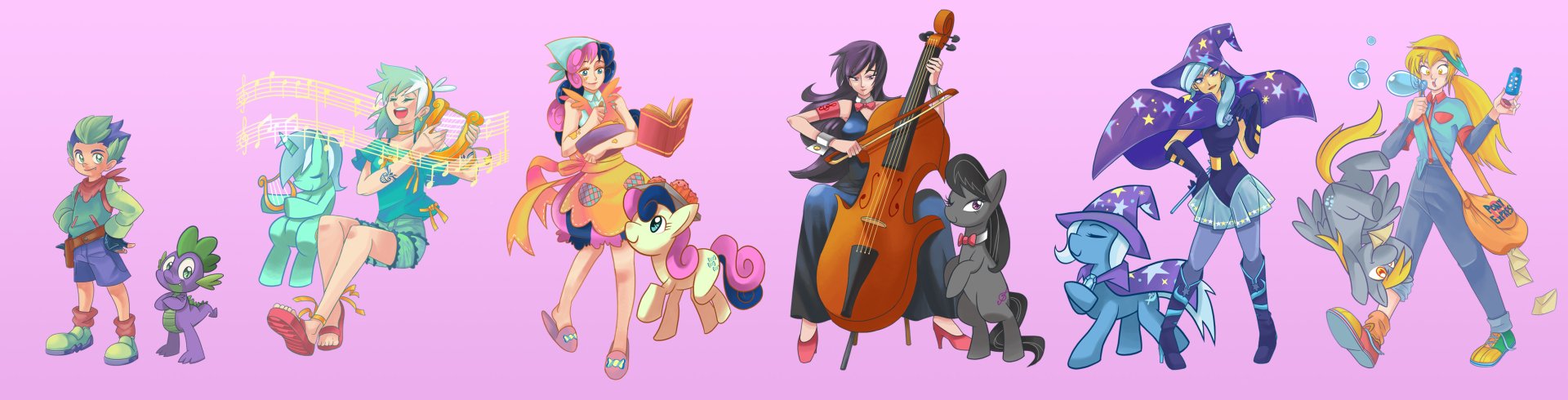 Download Humanized Octavia Melody Derpy Hooves Trixie (My Little Pony) Sweetie Drops Lyra Heartstrings Spike (My Little Pony) TV Show My Little Pony: Friendship Is Magic Art