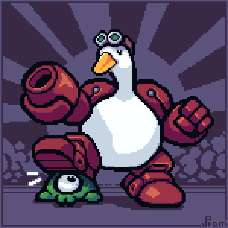 video game Mighty Goose duck pixel art robot Image