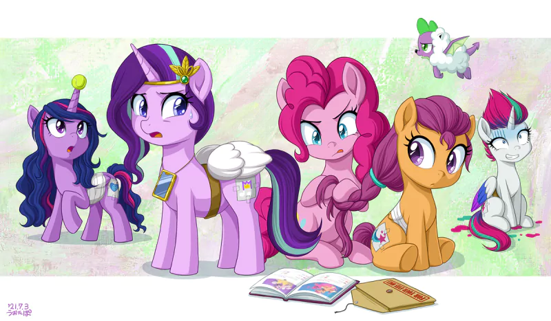 Sunny Starscout Izzy Moonbow Pipp Petals Spike (My Little Pony) Zipp Storm Twilight Sparkle Rarity (My Little Pony) Scootaloo (My Little Pony) Pinkie Pie Starlight Glimmer movie My Little Pony: A New Generation Image