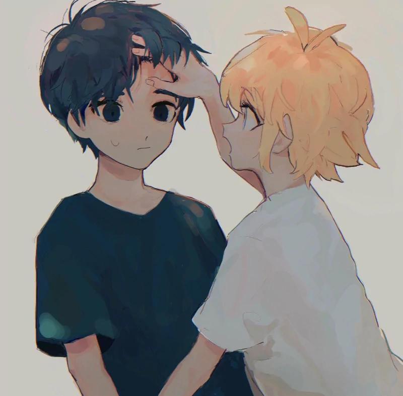 blonde black hair Basil (Omori) Sunny (Omori) video game OMORI Image