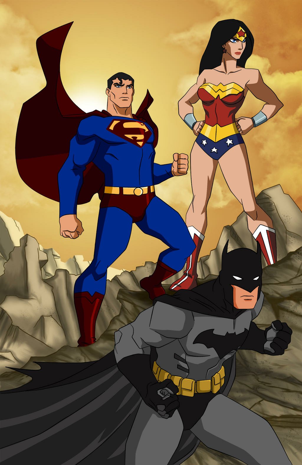 Download Superman Wonder Woman Batman TV Show Young Justice Art
