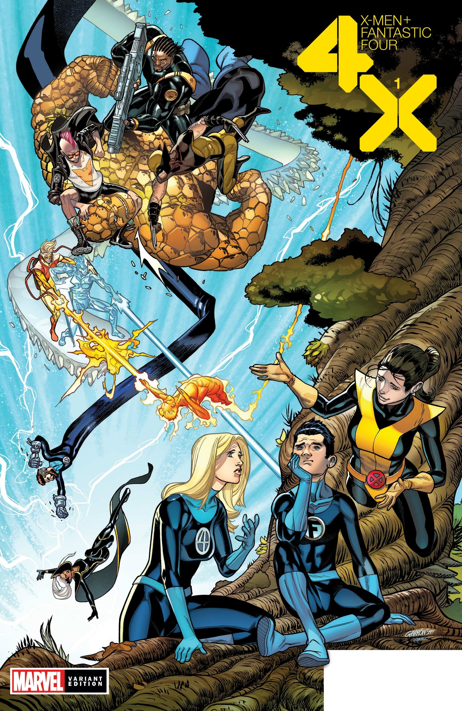 Download Bishop (Marvel Comics) Quintavius Quire Wolverine Iceman (Marvel Comics) Pyro (Marvel Comics) Human Torch (Marvel Comics) Reed Richards Mister Fantastic Storm (Marvel Comics) Thing (Marvel Comics) Invisible Woman Kitty Pryde Franklin Richards Comic X-Men/Fantastic Four Art