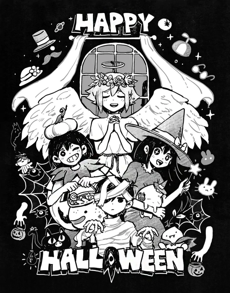 pumpkin mummy angel Something (Omori) Mari (Omori) halloween Hero (Omori) Sunny (Omori) Kel (Omori) Aubrey (Omori) Basil (Omori) video game OMORI Image