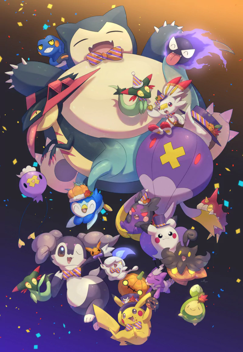 Pumpkaboo (Pokémon) Litwick (Pokémon) Wurmple (Pokémon) Gastly (Pokémon) Morpeko (Pokémon) Toxel (Pokémon) Budew (Pokémon) Snorlax (Pokémon) Scorbunny (Pokémon) Piplup (Pokémon) Pikachu video game Pokemon Image