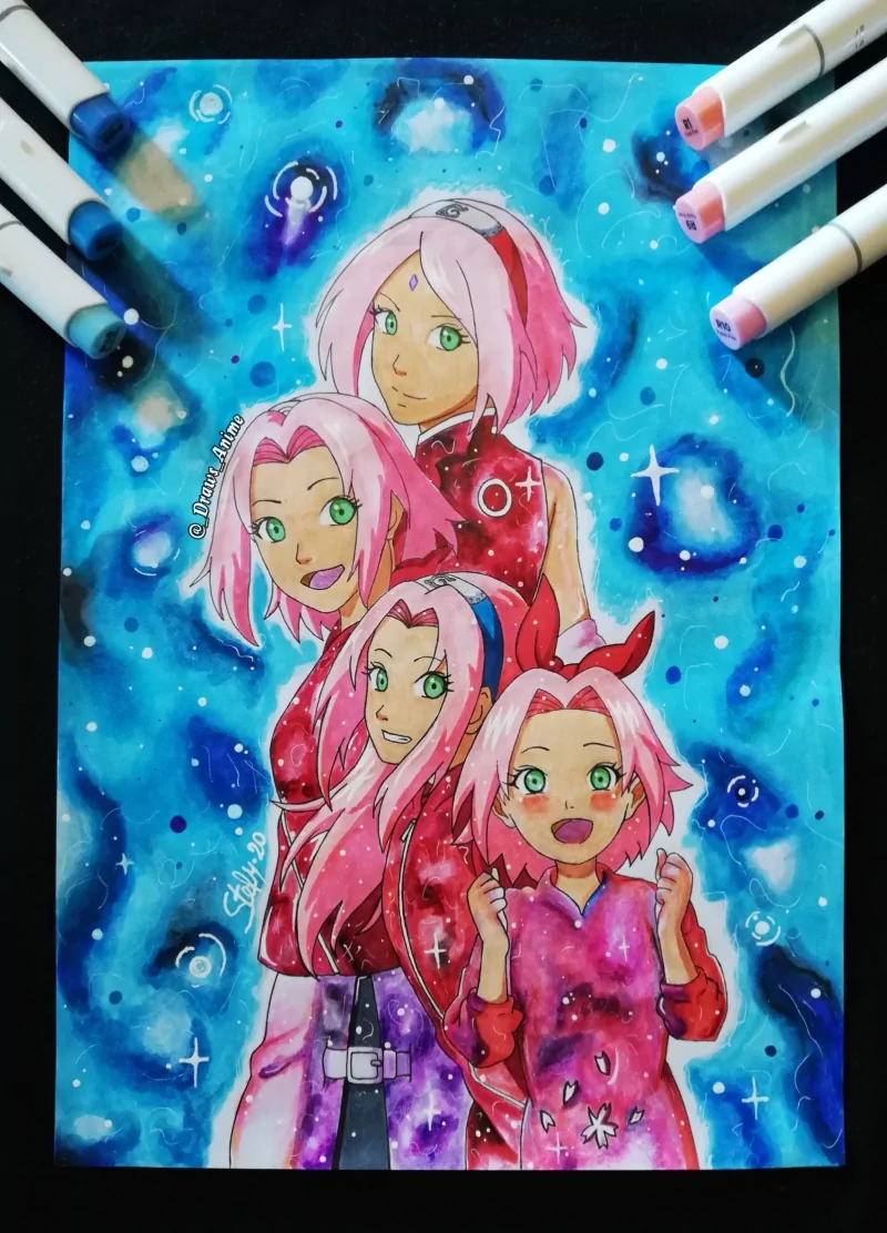  Disegno di sakura fatto personalmente con markers ohuhu