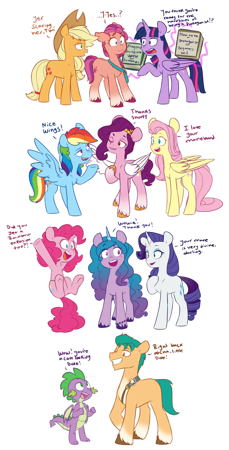 Pipp Petals Pinkie Pie Spike (My Little Pony) Hitch Trailblazer Rarity (My Little Pony) Izzy Moonbow Rainbow Dash Applejack (My Little Pony) Sunny Starscout Twilight Sparkle movie My Little Pony: A New Generation Image