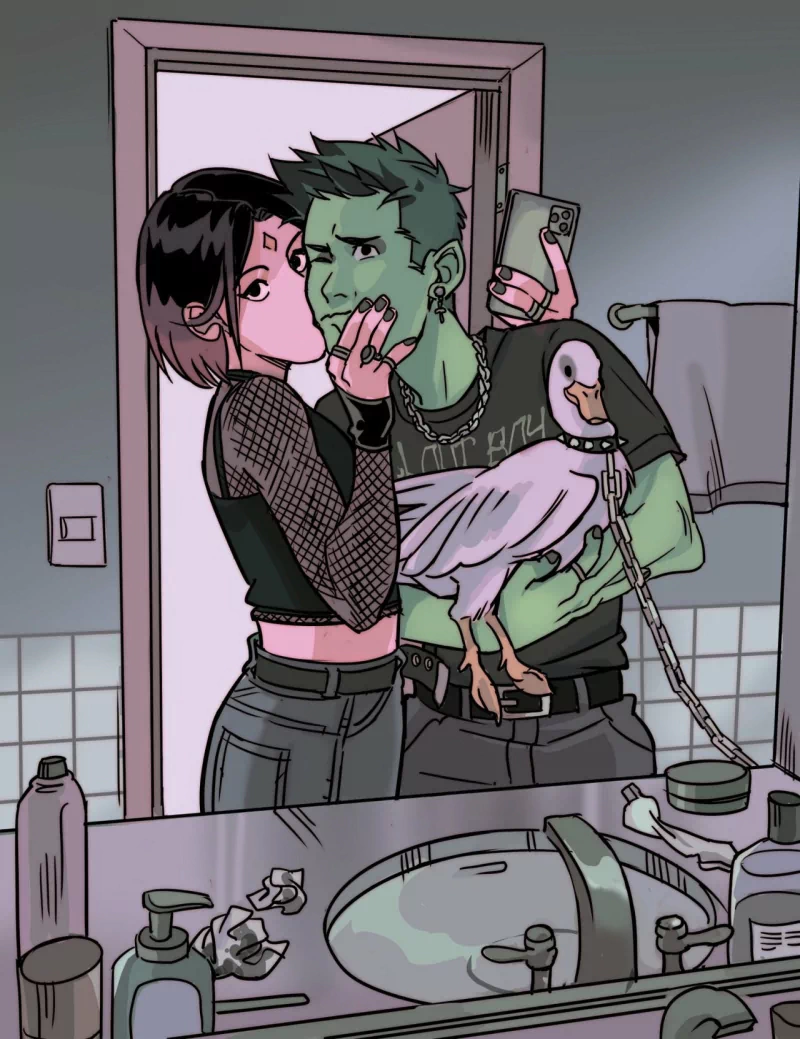 kiss Rachel Roth Raven (DC Comics) Garfield Logan Beast Boy Comic Teen Titans: Beast Boy Image