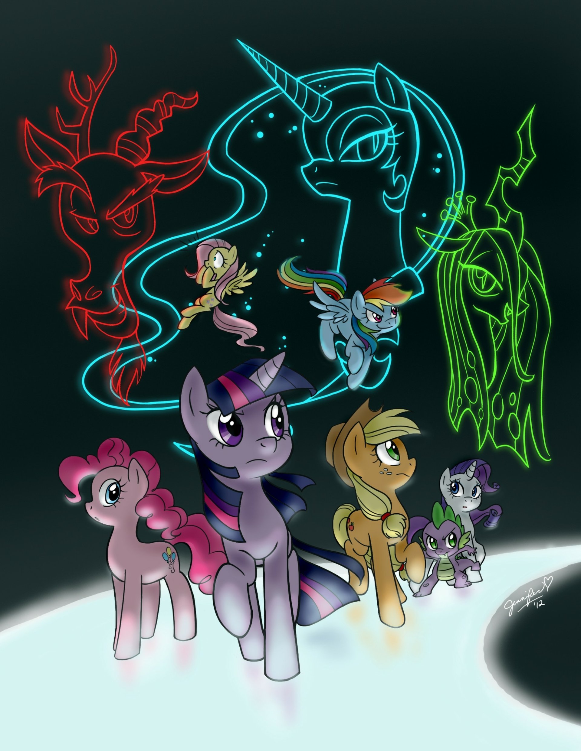 Download Queen Chrysalis Nightmare Moon (My Little Pony) Discord (My Little Pony) Fluttershy (My Little Pony) Spike (My Little Pony) Rarity (My Little Pony) Applejack (My Little Pony) Rainbow Dash Pinkie Pie Twilight Sparkle TV Show My Little Pony: Friendship Is Magic Art