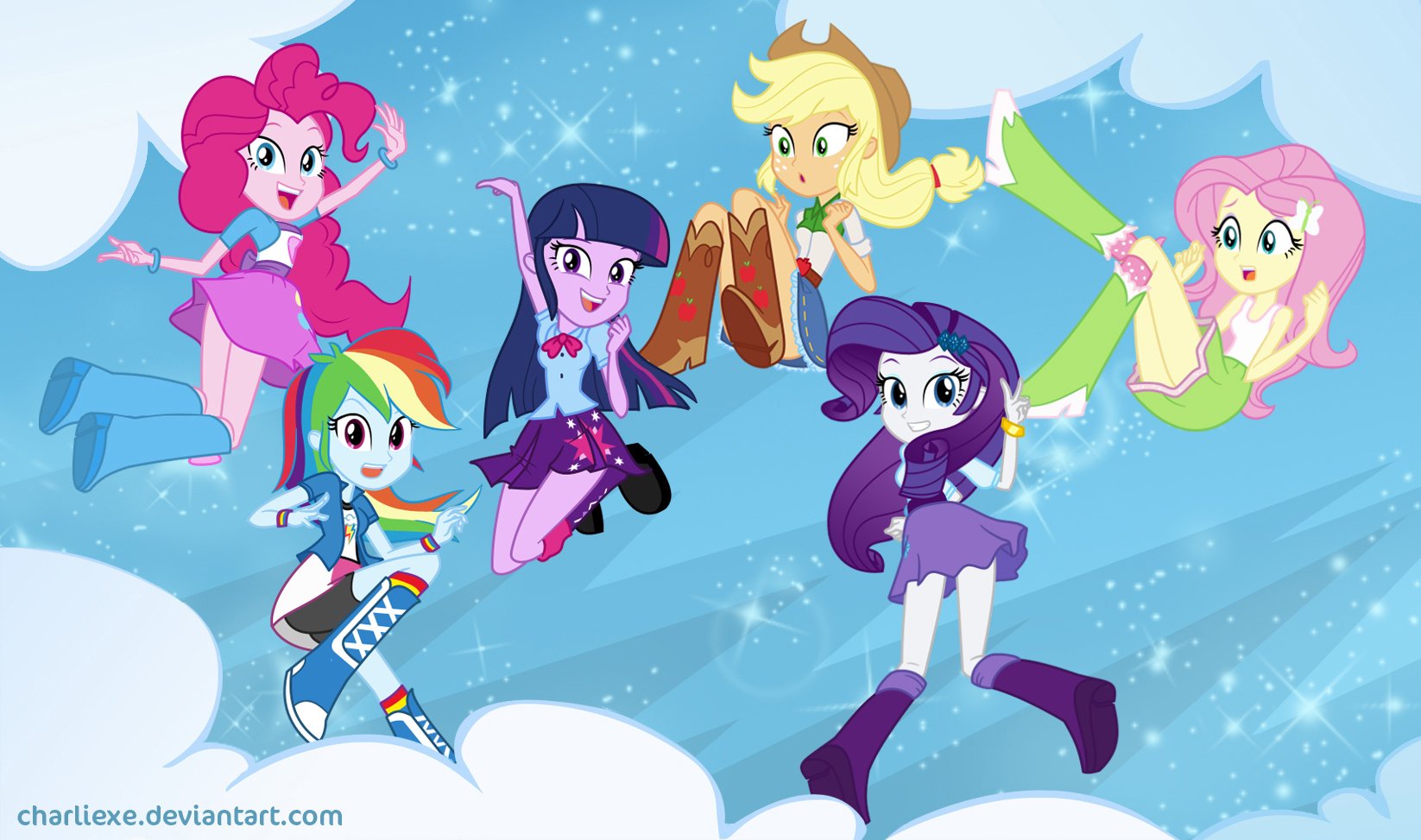 Download Pinkie Pie Rainbow Dash Fluttershy (My Little Pony) Rarity (My Little Pony) Applejack (My Little Pony) Twilight Sparkle Movie My Little Pony: Equestria Girls Art