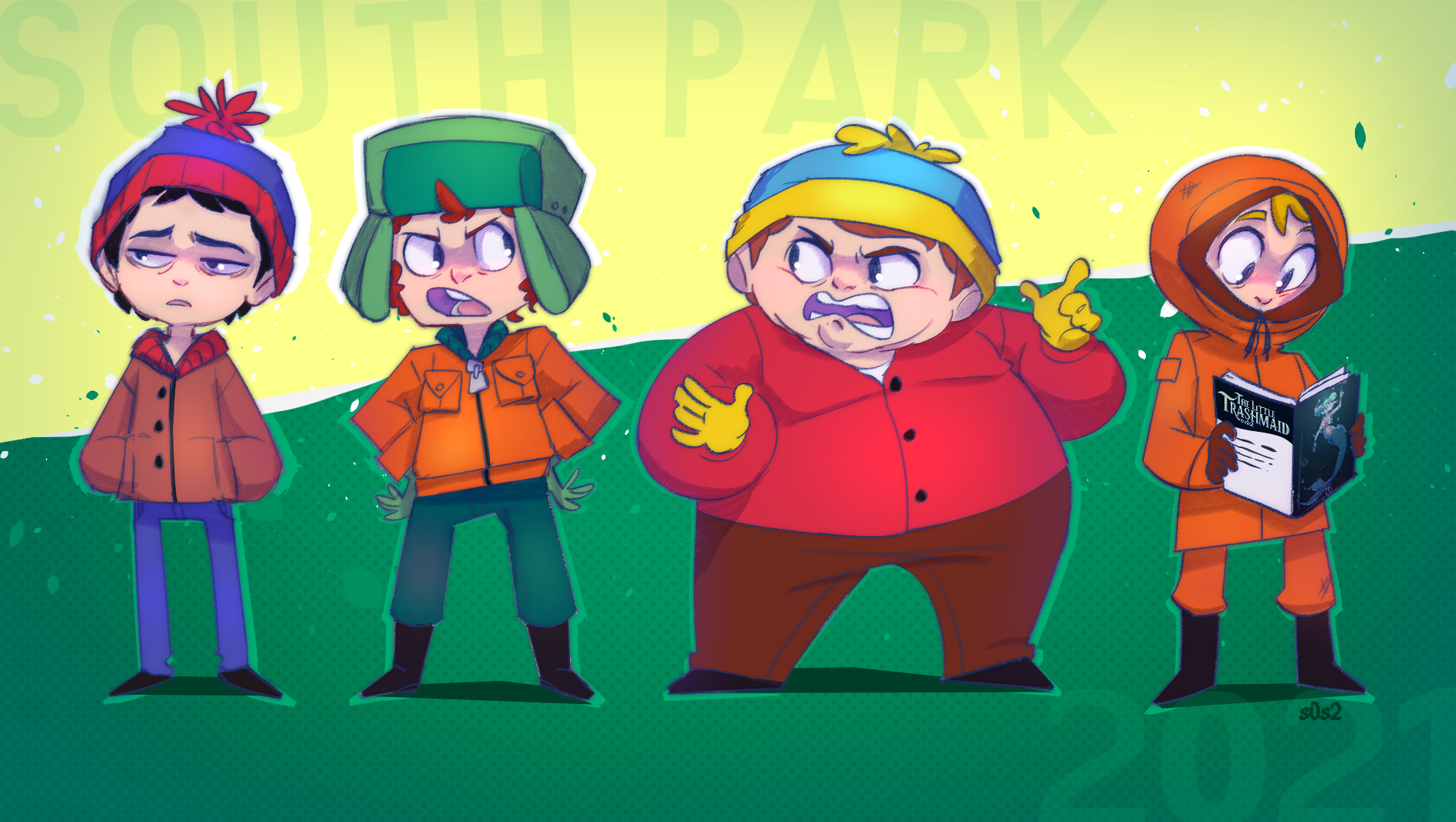 Download Tidy (The Little Trashmaid) Kenny McCormick Stan Marsh Kyle Broflovski Eric Cartman TV Show South Park Art
