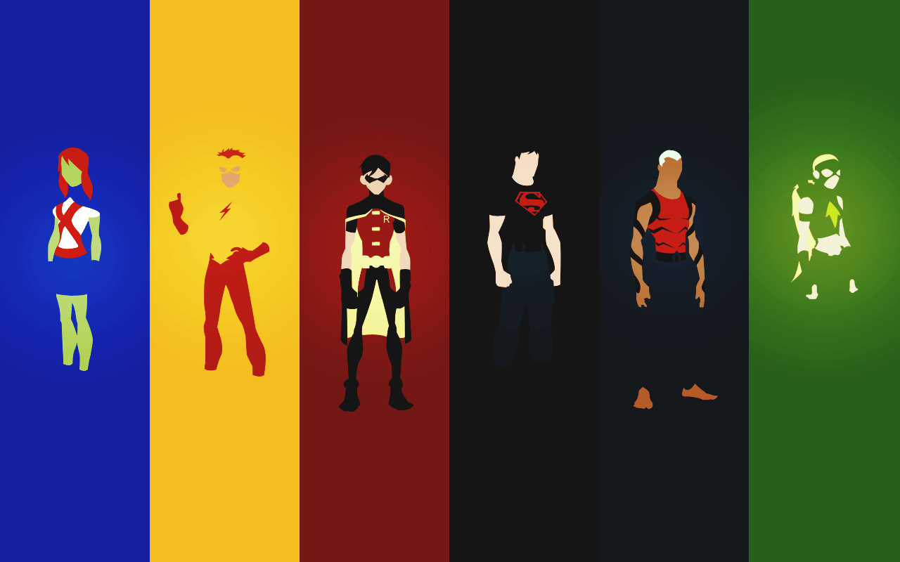Download Minimalist Kaldur'ahm Conner Kent Arrowette (DC Comics) Artemis Crock Aqualad (DC Comics) Superboy Dick Grayson Robin (DC Comics) Wally West Kid Flash Miss Martian TV Show Young Justice Art