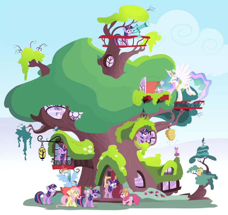 Spike (My Little Pony) Rainbow Dash Owlowiscious (My Little Pony) Pinkie Pie Princess Celestia Fluttershy (My Little Pony) Twilight Sparkle TV Show My Little Pony: Friendship Is Magic Image