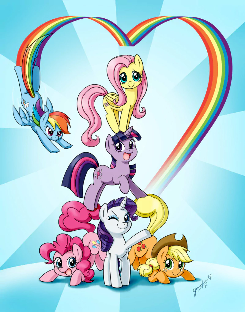 Fluttershy (My Little Pony) Rainbow Dash Pinkie Pie Applejack (My Little Pony) Rarity (My Little Pony) Twilight Sparkle TV Show My Little Pony: Friendship Is Magic Image