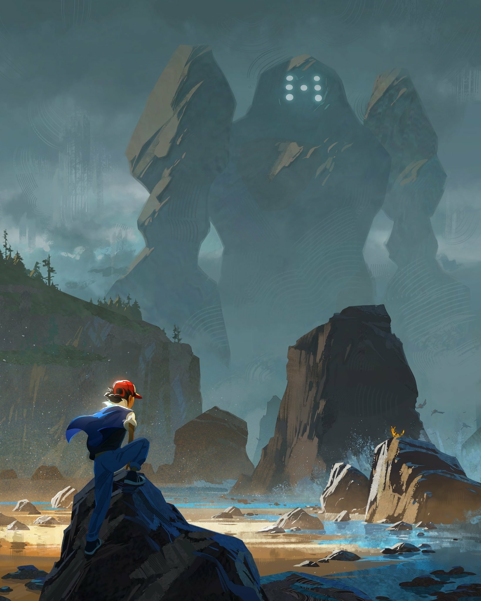 Download Giant Pikachu Regirock (Pokémon) Ash Ketchum Anime Pokemon Art