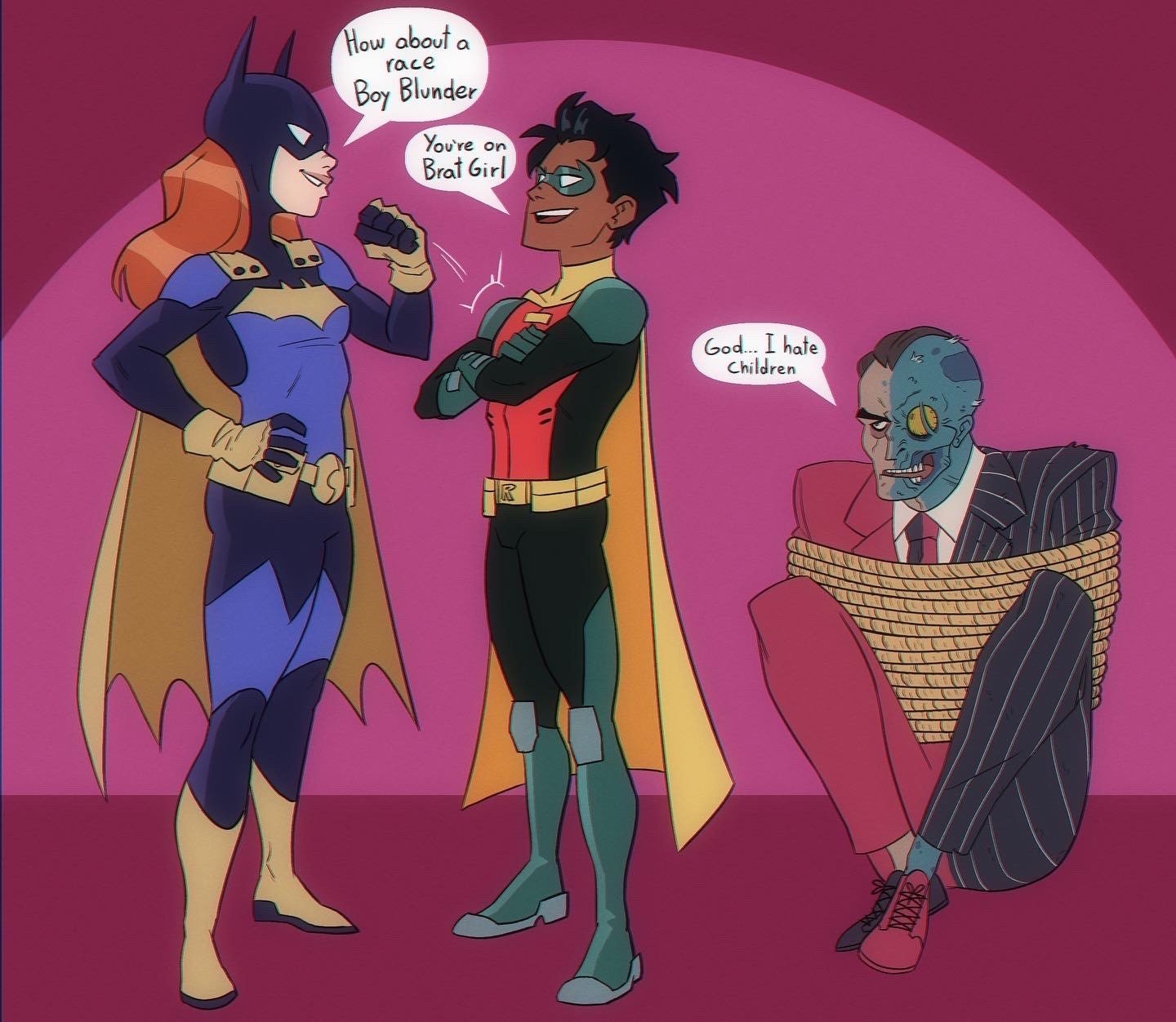 Download Tim Drake Robin (DC Comics) Barbara Gordon Batgirl Two-Face Comic Batman Art