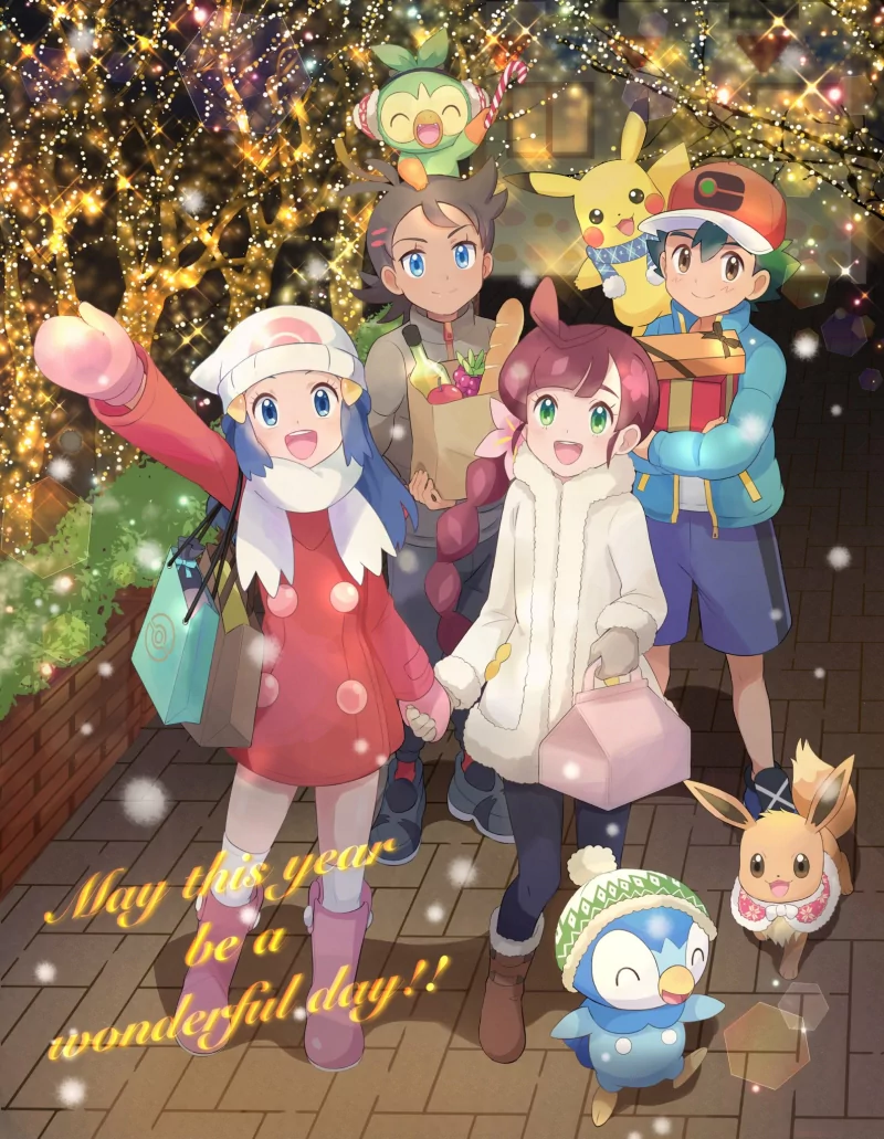 Grookey (Pokémon) Pikachu's Pikaboo Eevee (Pokémon) Piplup (Pokémon) Goh (Pokémon) Ash Ketchum Chloe (Pokémon) Dawn (Pokémon) Anime Pokemon Image