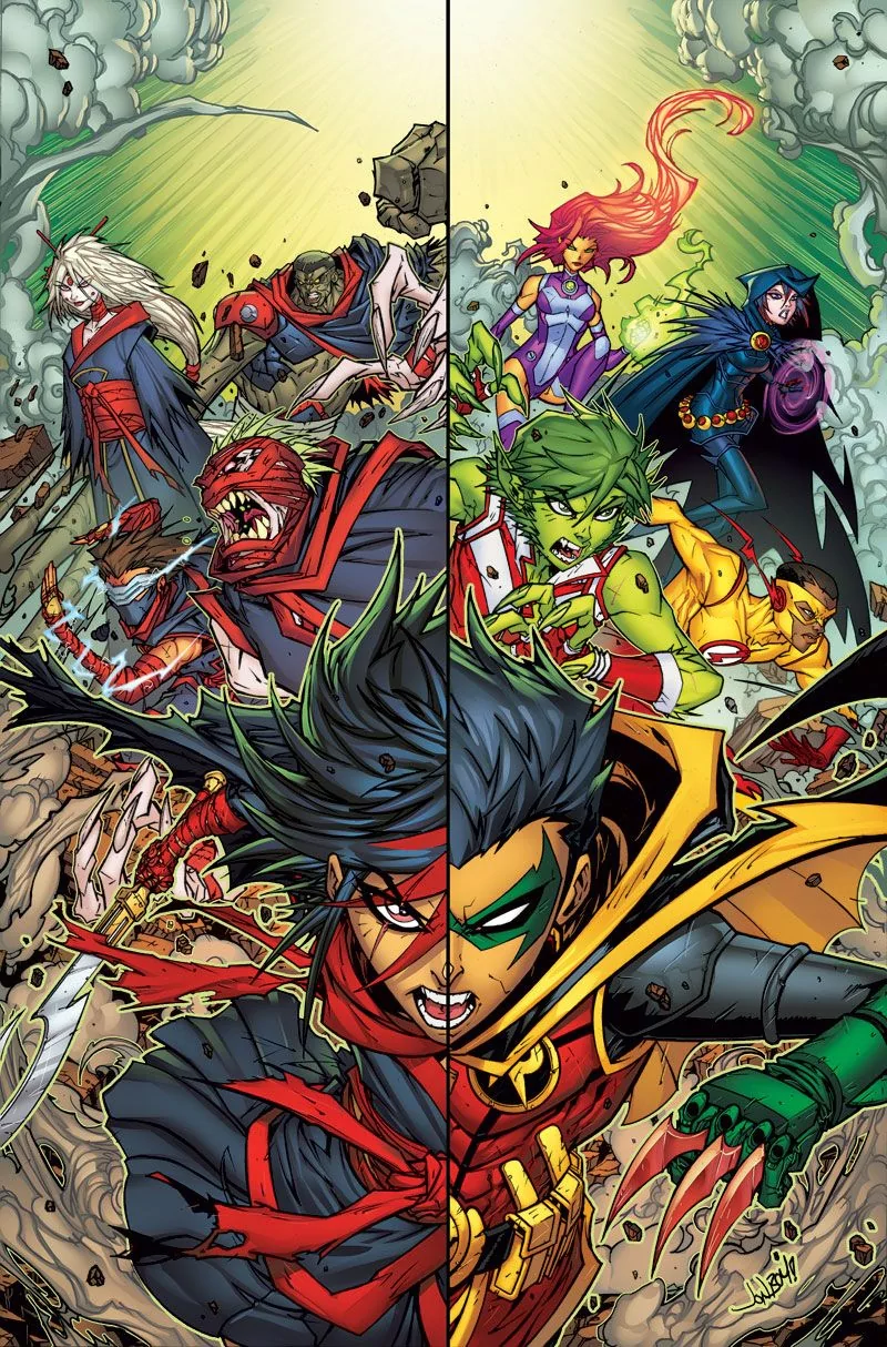 DC Comics Koriand'r Garfield Logan Starfire (DC Comics) Wallace West Kid Flash Raven (DC Comics) Beast Boy Damian Wayne Robin (DC Comics) Comic Teen Titans Image