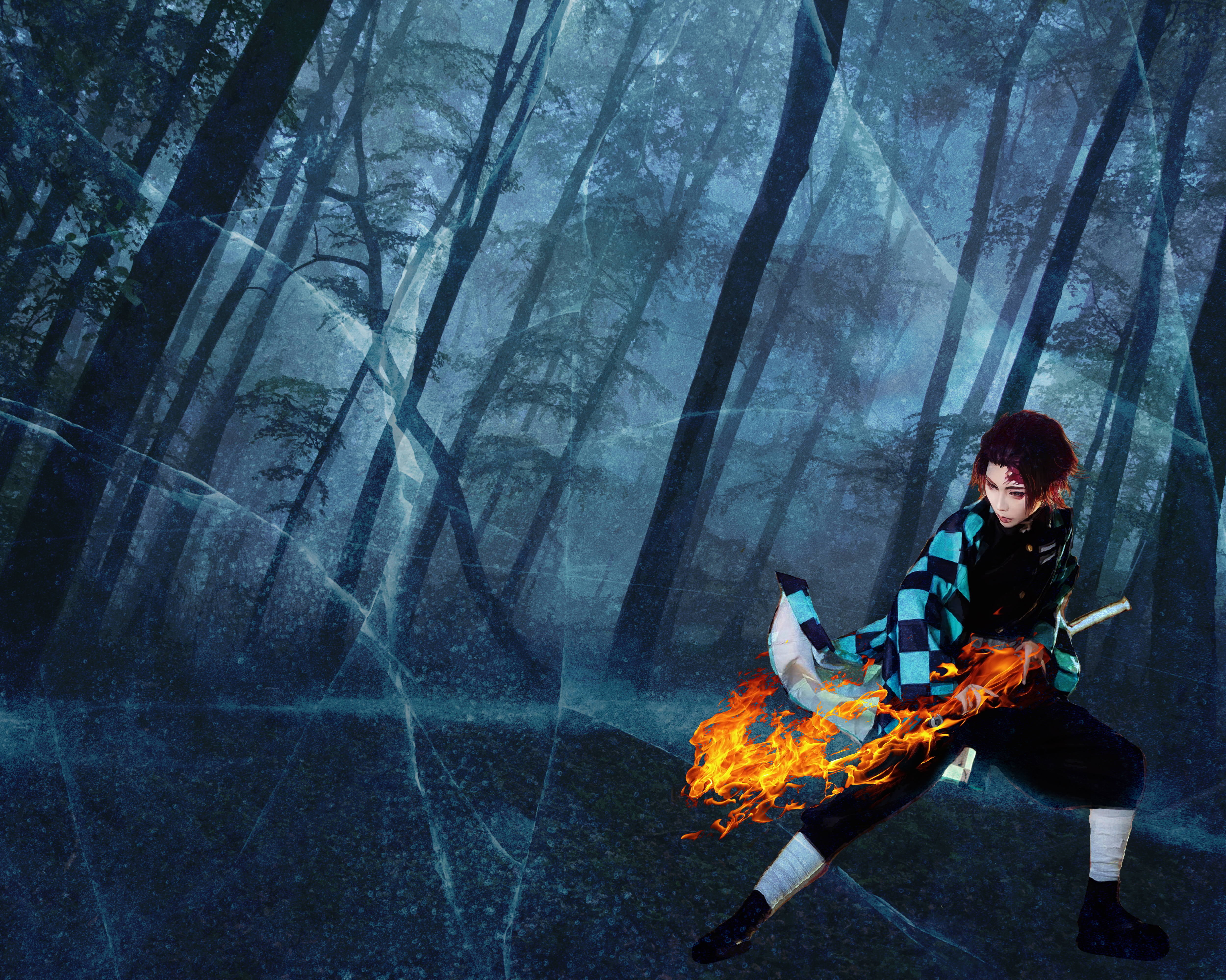 Demon Slayer - Tanjiro with fire katana by LoveOW-Fantasy