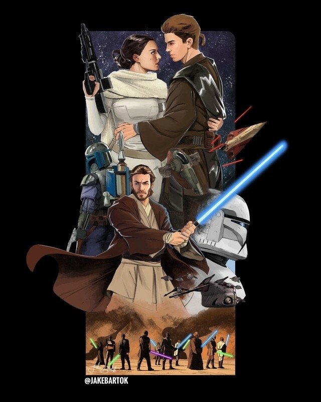 Download Obi-Wan Kenobi Padmé Amidala Anakin Skywalker Movie Star Wars Episode II: Attack Of The Clones Art