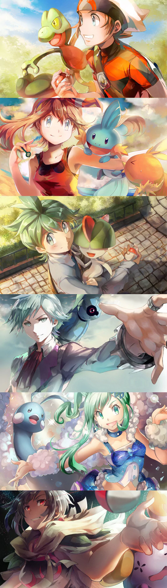Whismur (Pokemon) Zinnia (Pokémon) Ralts (Pokémon) Metagross (Pokémon) Lisia (Pokémon) Altaria (Pokémon) Torchic (Pokemon) Steven Stone (Pokémon) pokeball Wally (Pokemon) Mudkip (Pokémon) May (Pokémon) Treecko (Pokémon) Brendan (Pokemon) video game Pokémon: Omega Ruby and Alpha Sapphire Image