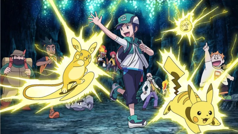Hau (Pokemon) Togedemaru (Pokémon) Sophocles (Pokémon) Infernape (Pokémon) Alolan Raichu Pikachu Scottie (Pokémon) video game Pokémon Masters Image