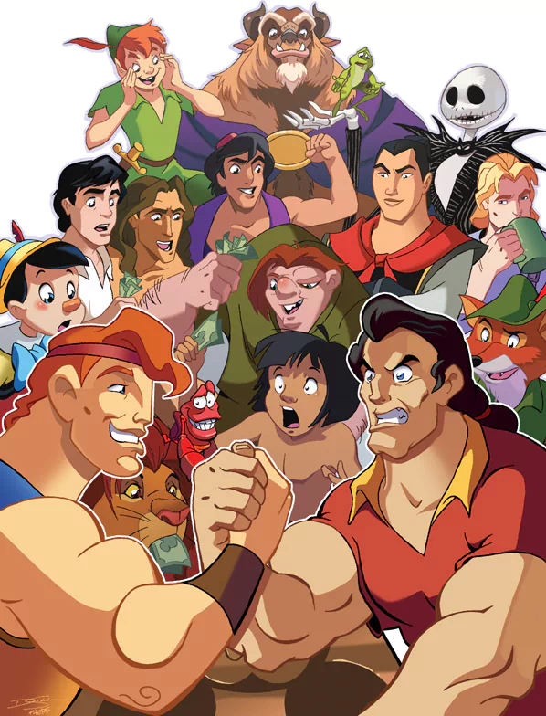 Hercules (Disney) Beast (Beauty and the Beast) Simba Tarzan Pinocchio Aladdin Peter Pan Prince Eric Sebastian (The Little Mermaid) Mowgli Gaston (Beauty And The Beast) movie Disney Image