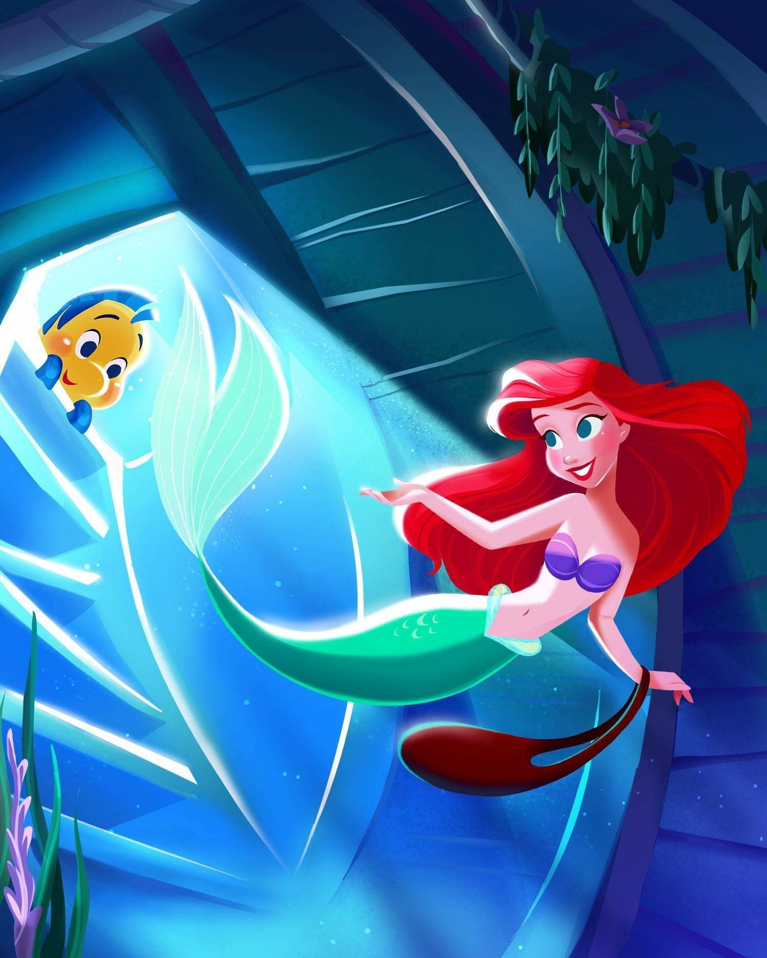 Download Mermaid Flounder (The Little Mermaid) Ariel (The Little Mermaid) Movie The Little Mermaid (1989) Art