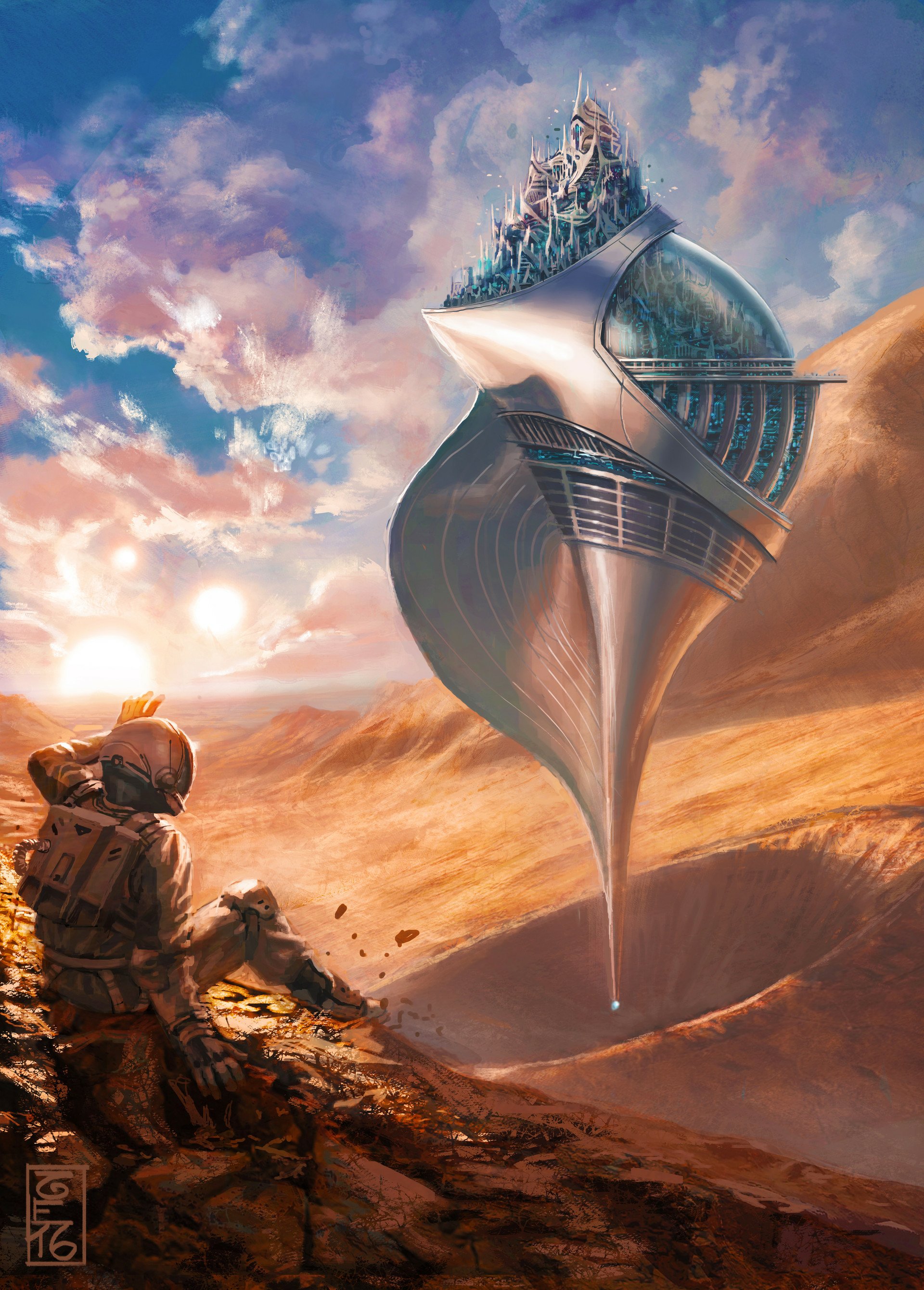 Download Astronaut Sci Fi City Sci Fi City Alien Landscape Art