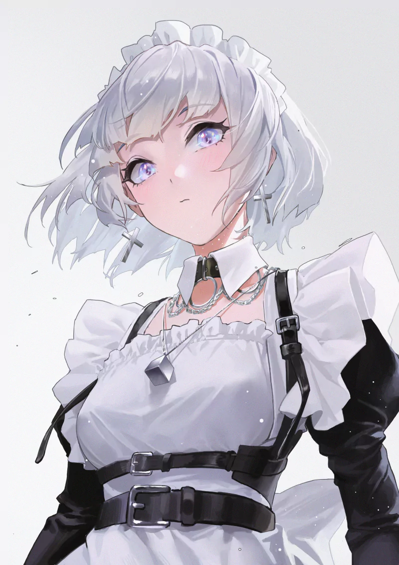 maid white hair Anime girl anime girl Image