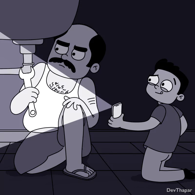  Me helping my dad by Dev Thapar