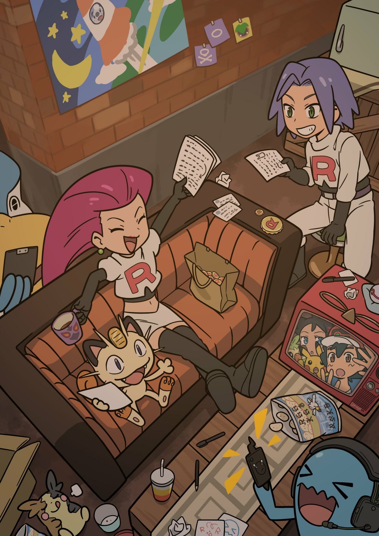 Download Meowth (Pokémon) James (Pokémon) Jessie (Pokémon) Anime Pokemon Art
