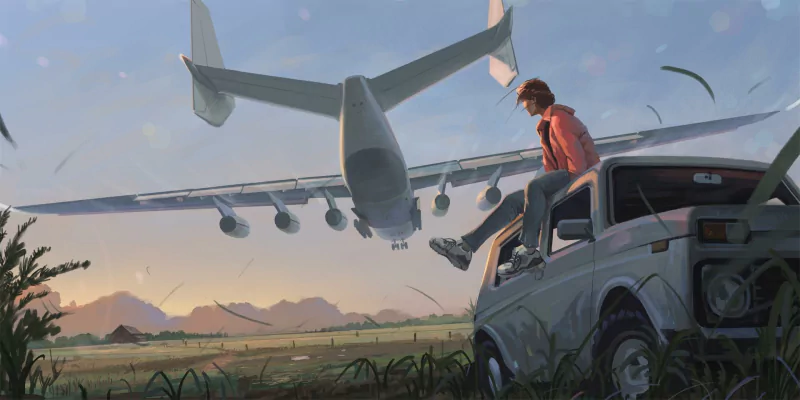airplane Lada Niva an-225 Anime girl anime girl Image