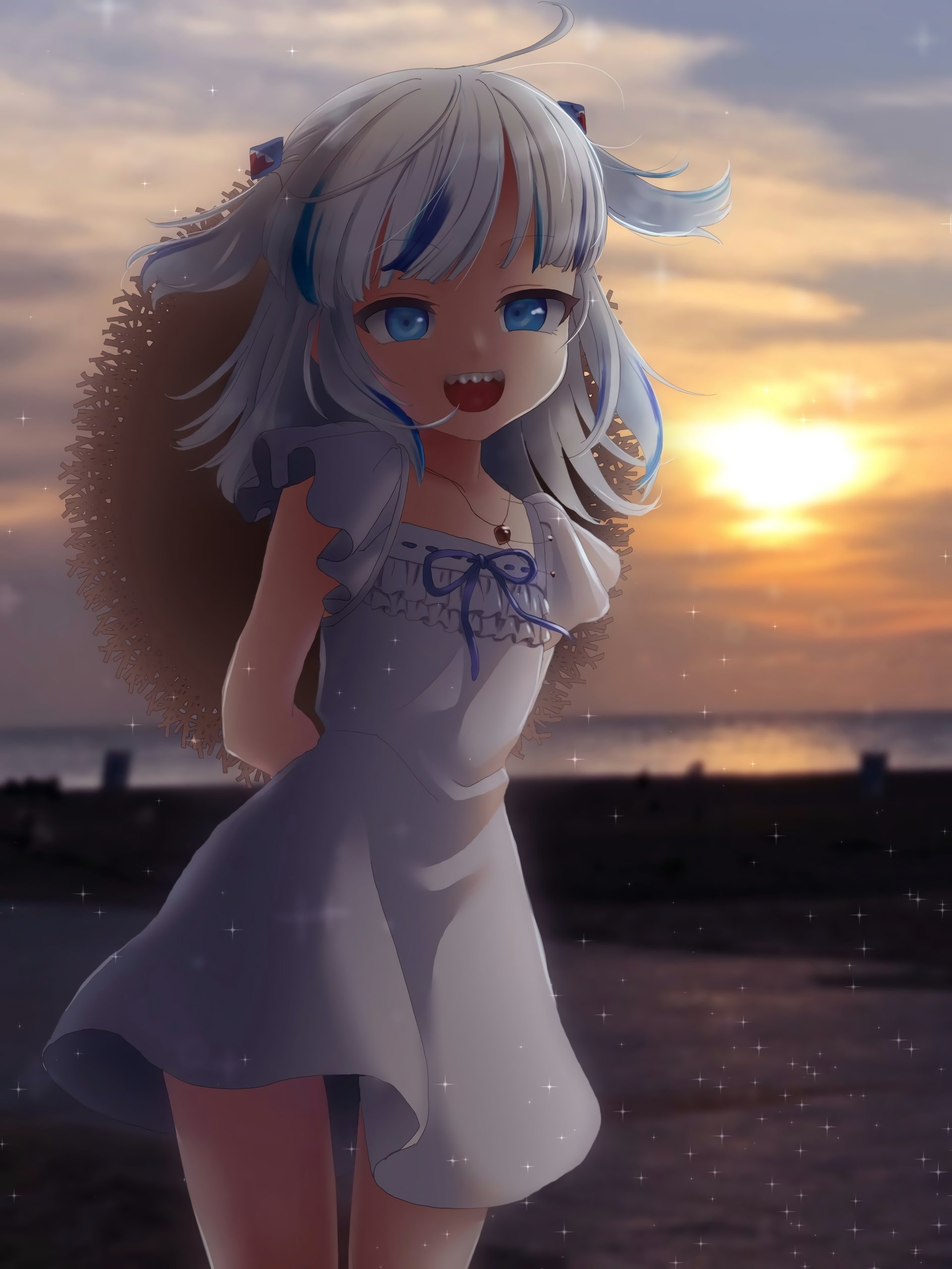 Download Gawr Gura Beach Sunset Anime Virtual Youtuber Anime Sunset Anime Beach Art