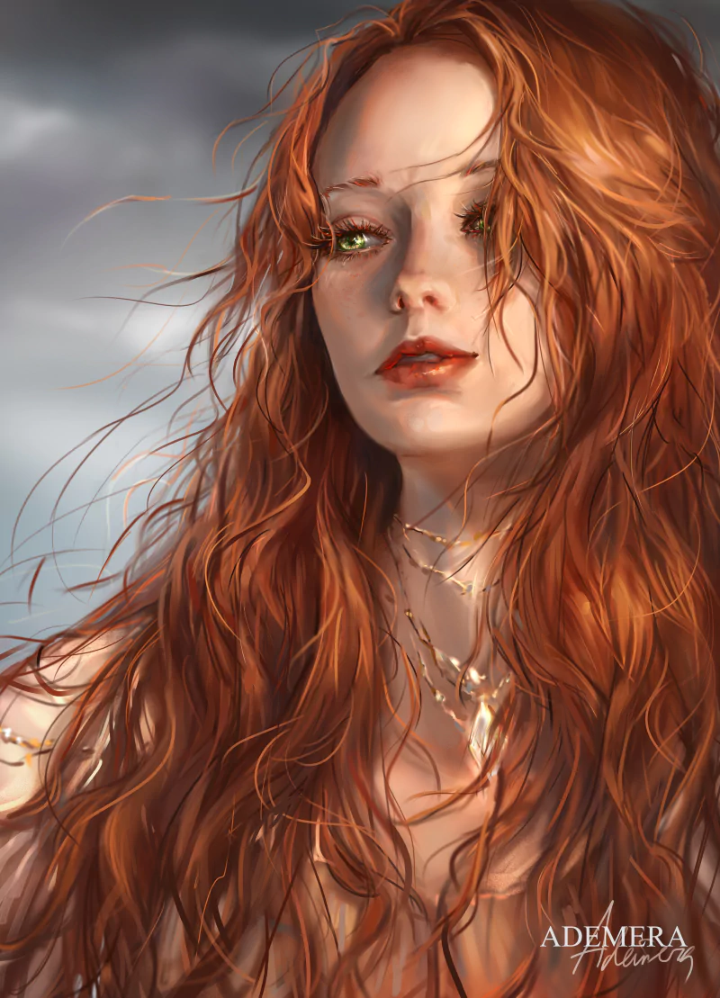 sad red redhead woman portrait Image