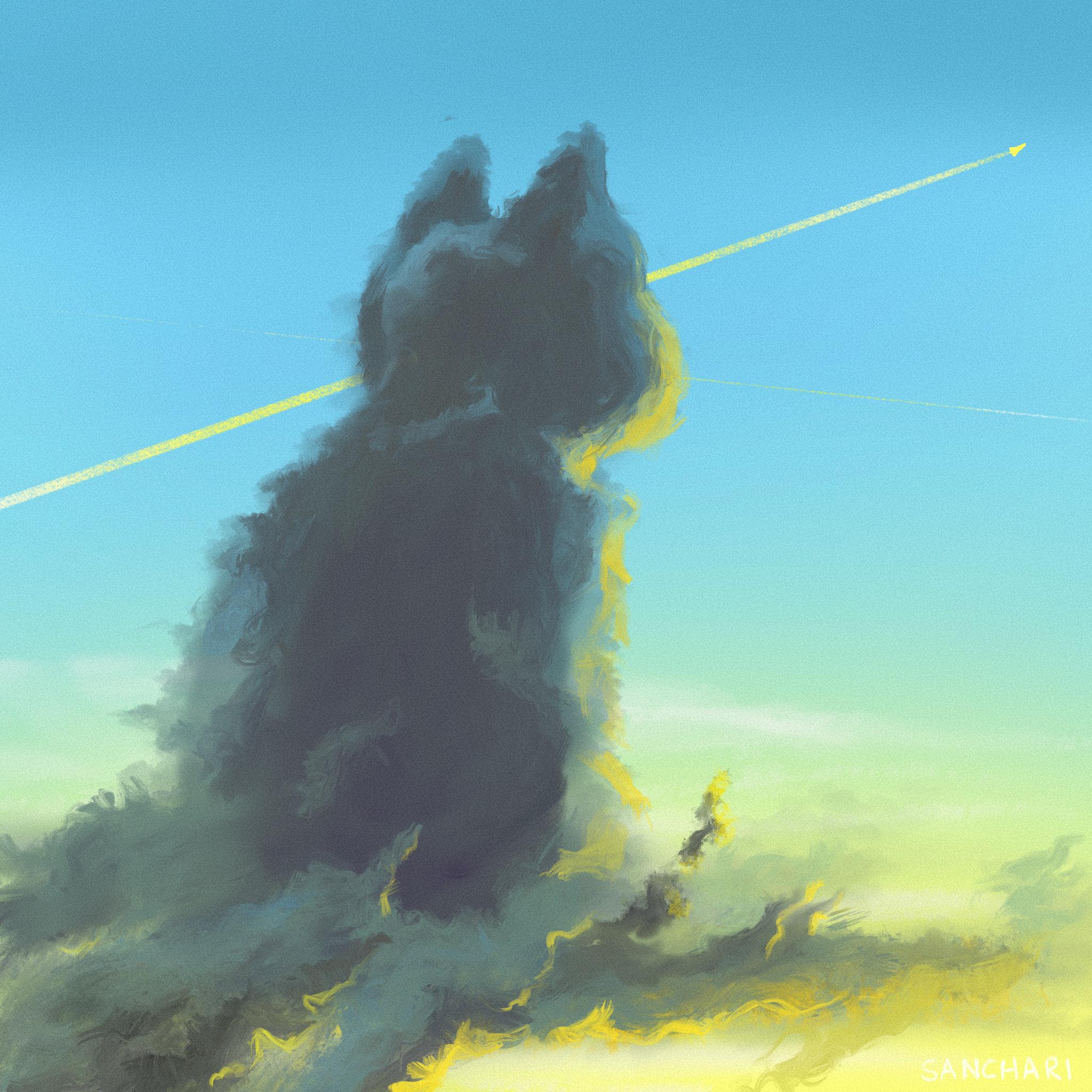 Cat in the clouds by Cat Loves Painting