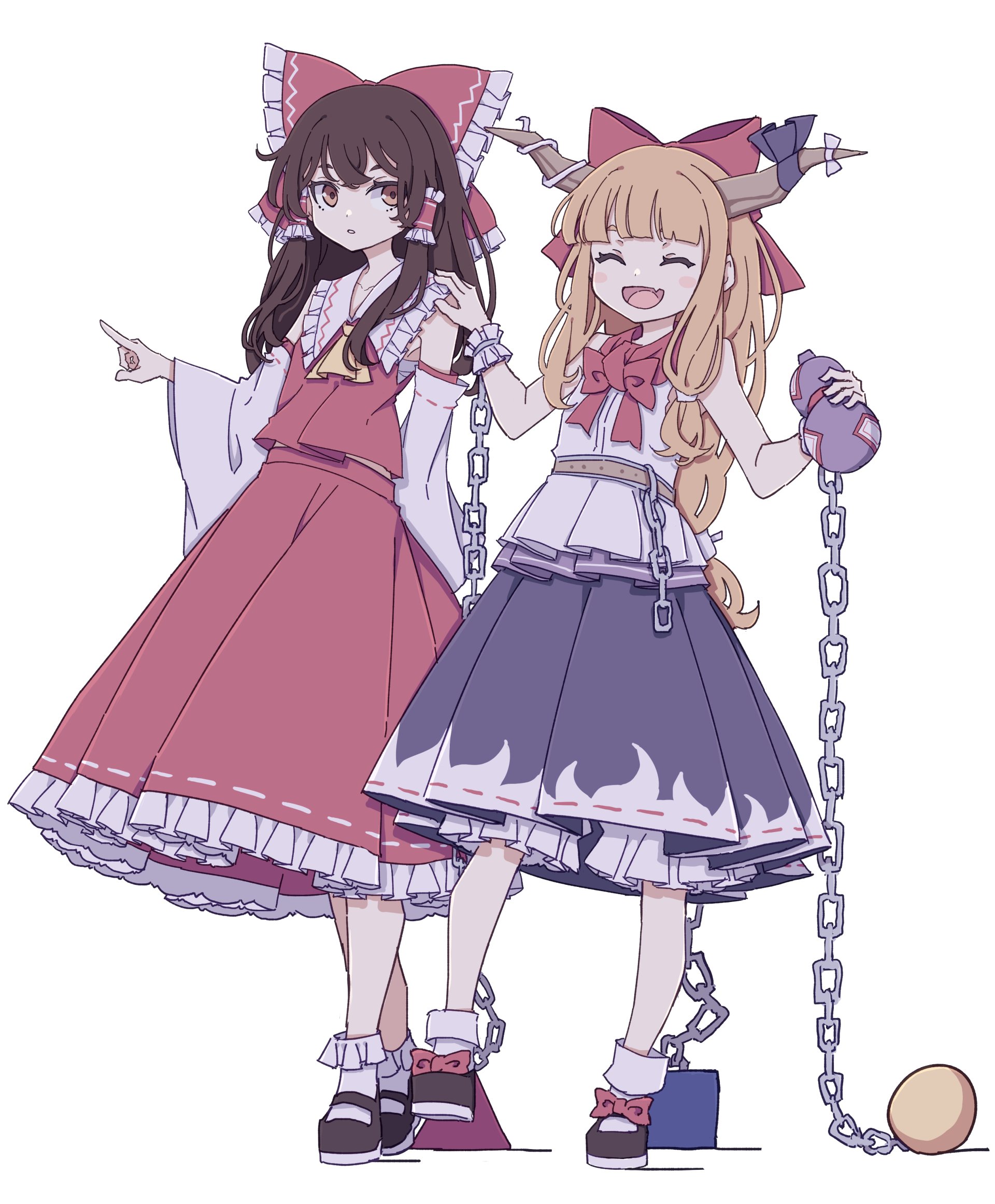 Download Suika Ibuki Reimu Hakurei Anime Touhou Art