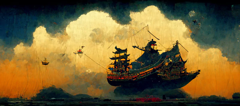  Art of Pirate Ship in the See