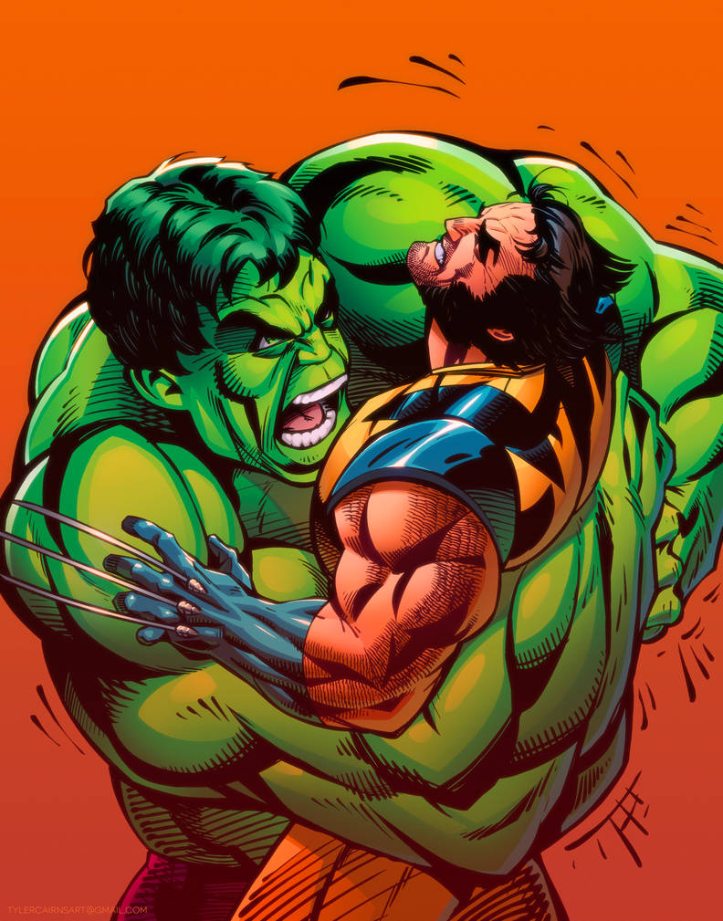 Hulk vs. Wolverine Art by tylercairnsart