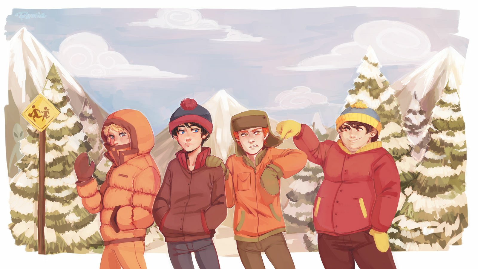 Download Kyle Broflovski Stan Marsh Eric Cartman Kenny McCormick TV Show South Park Art