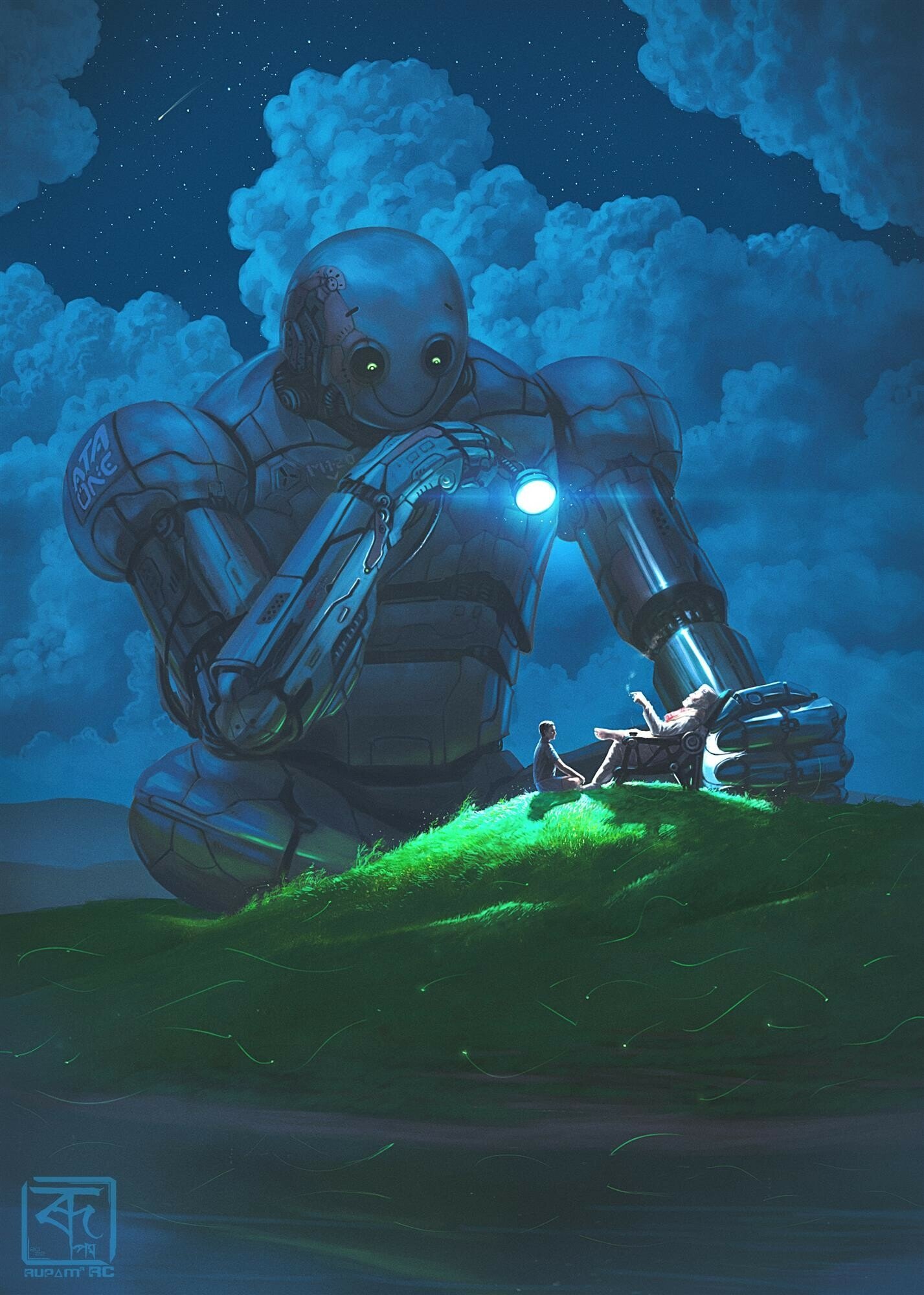 Download Sci Fi Robot Friendship Night Fantasy Art