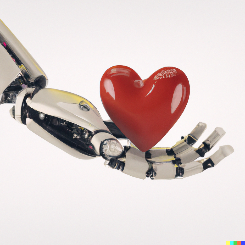 Prompt: Robotic arms holding heart by Kyoshiro31