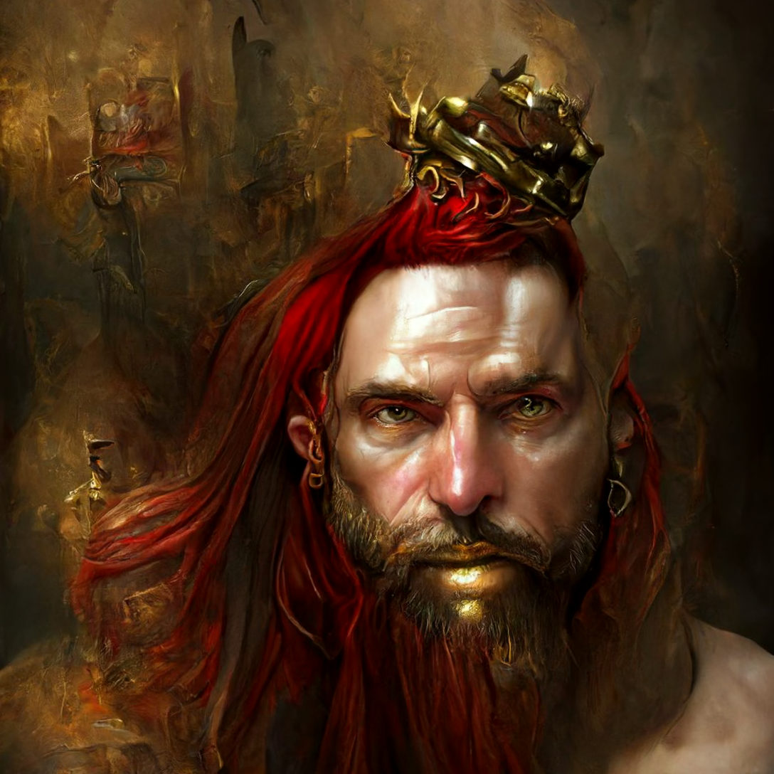 the king of the red hair king dom with golden lips by Rehamalo