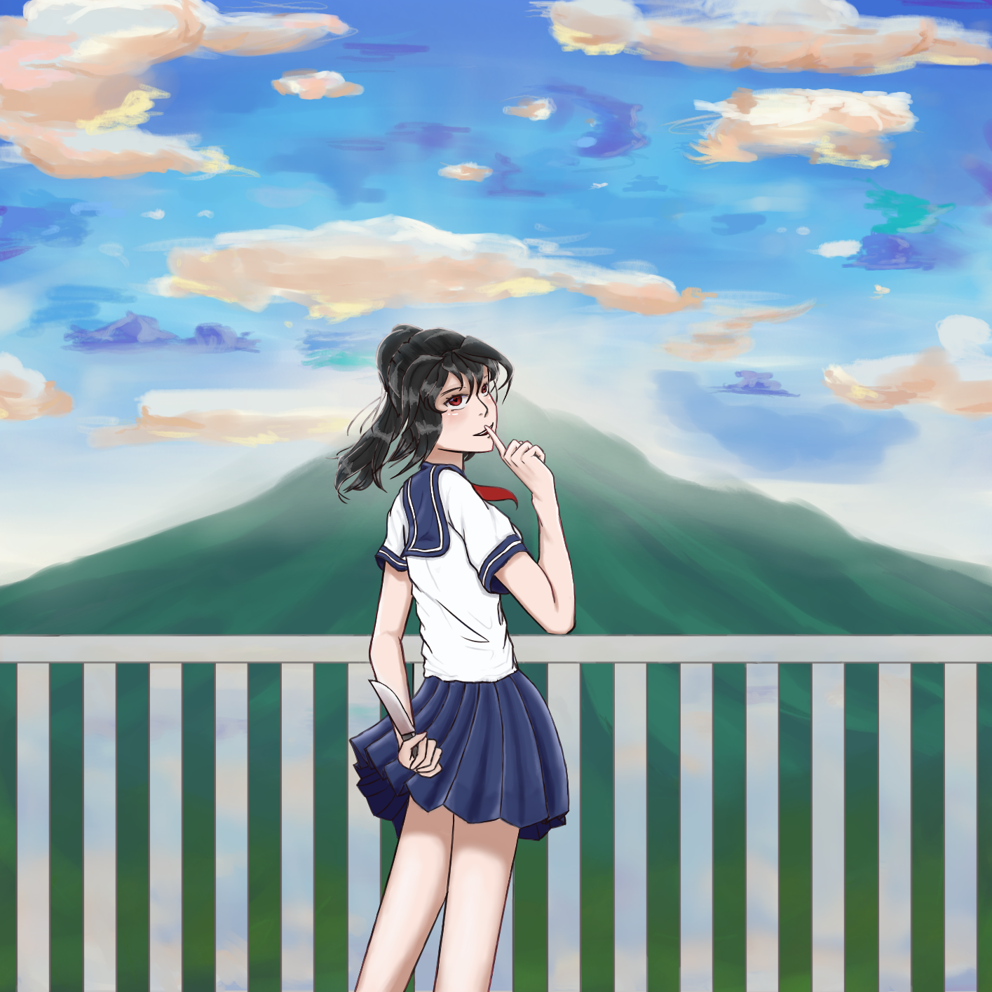 Ayano Aishi School Rooftop by justustsai