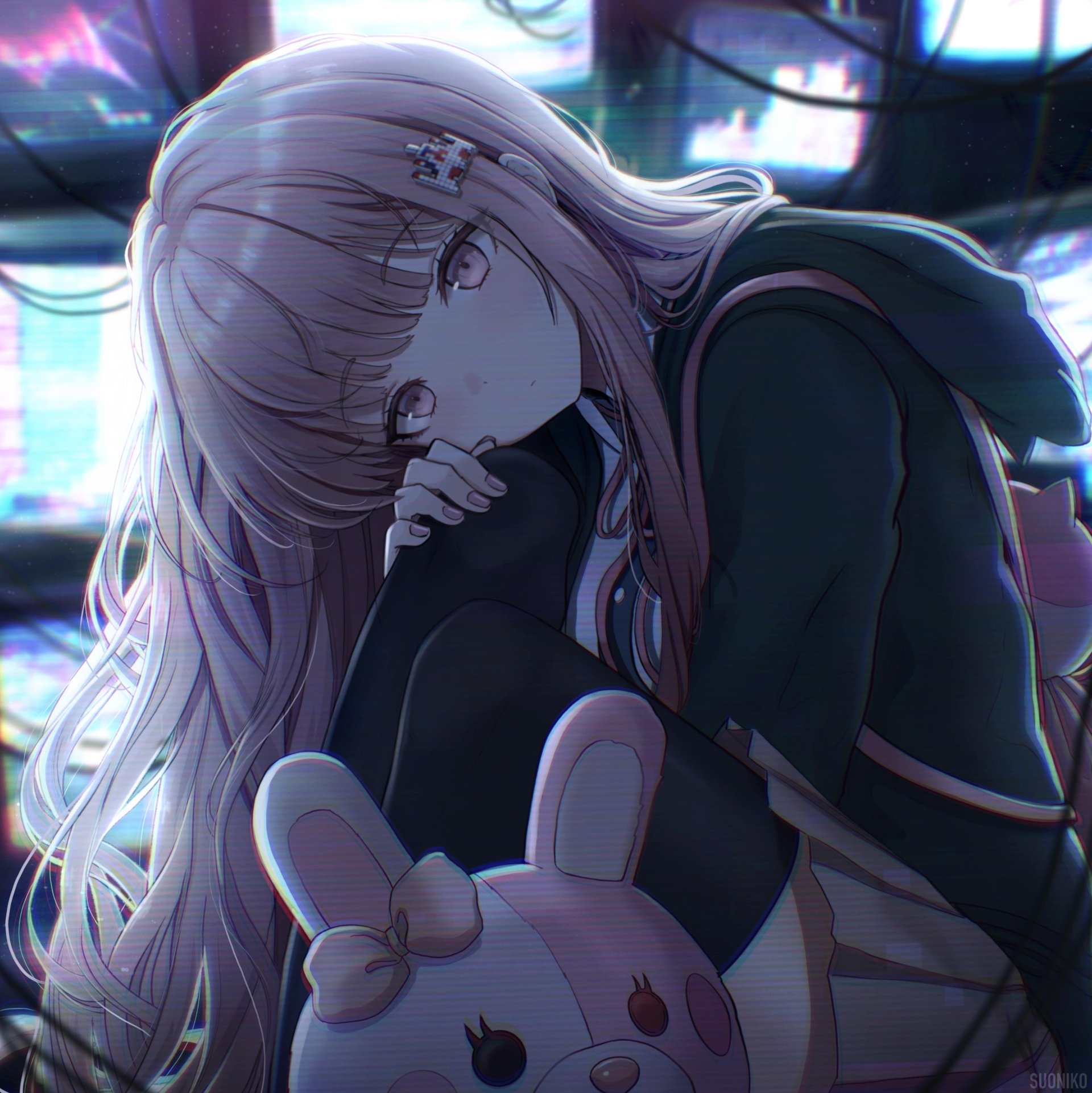 Download Long Hair Hair Ornament Pink Eyes Anime Danganronpa Art