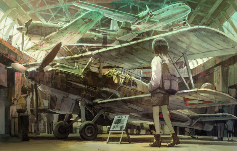 airplane museum Anime girl anime girl Image
